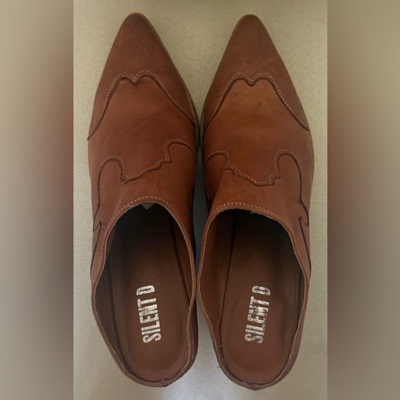 Silent D Mopat Mule Heels 39 US 8.5 Honey Brown Leather Western Anthropologie - Picture 6 of 11